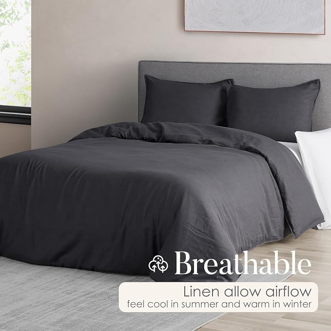 DAPU 100% Linen Duvet Cover, Pure Natural French Flax Linen - Image 3