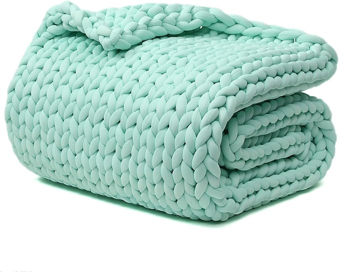 YnM Cooling Weighted Blanket, Handmade Chunky Yarn Knitted Design, Temperature by YNM