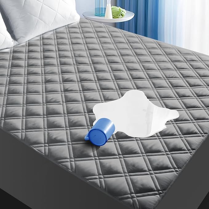 MEELUS Full Mattress Protector, Breathable Waterproof Mattress Pad Cover Fitted by MEELUS