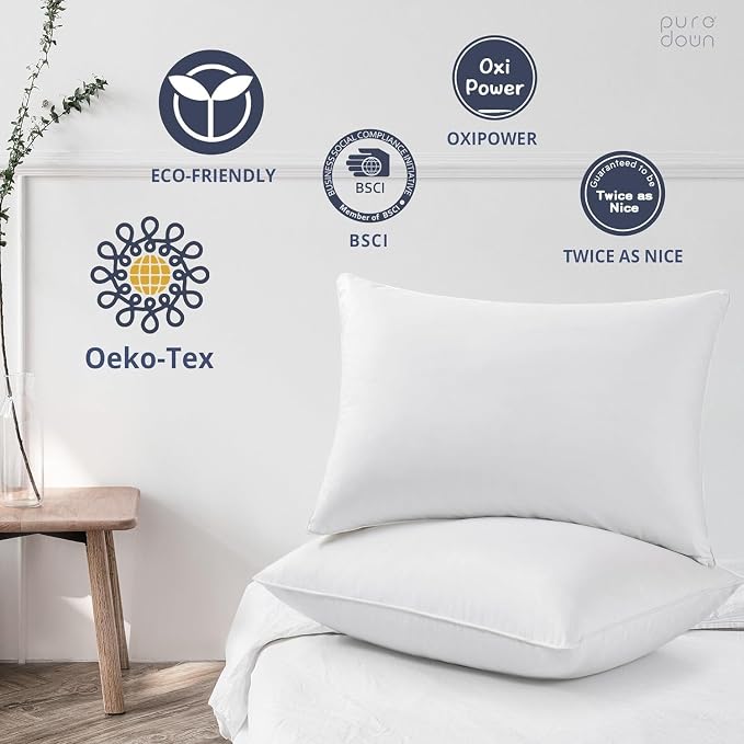 puredown® Goose Feathers and Down White Pillows - Image 5
