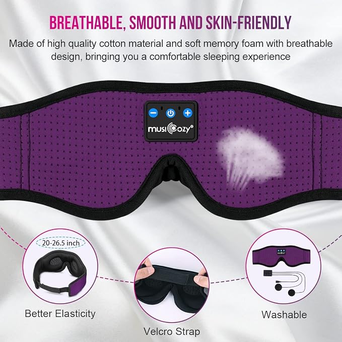 MUSICOZY 3D Bluetooth 5.4 Sleep Headphones, Breathable Wireless Music Eye Mask - Image 3