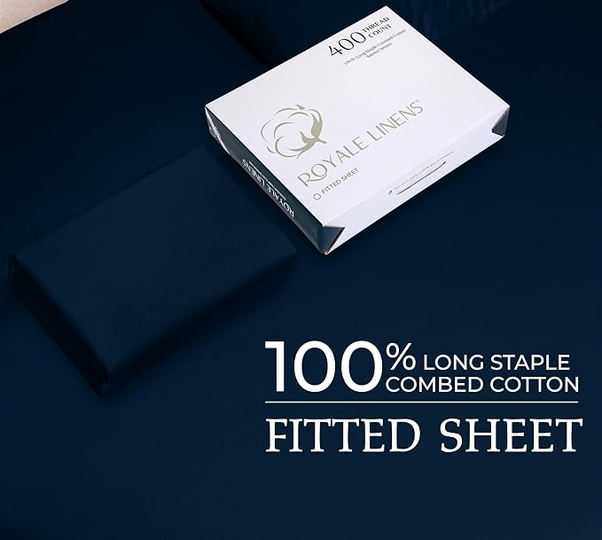 Royale Linens 400 Thread Count 100% American Grown Cotton Fitted Sheet King Size - Image 9