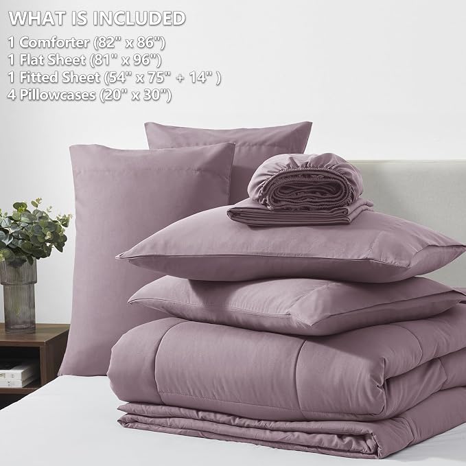 CozyLux Full Size Comforter Set Dusty Purple - Image 6
