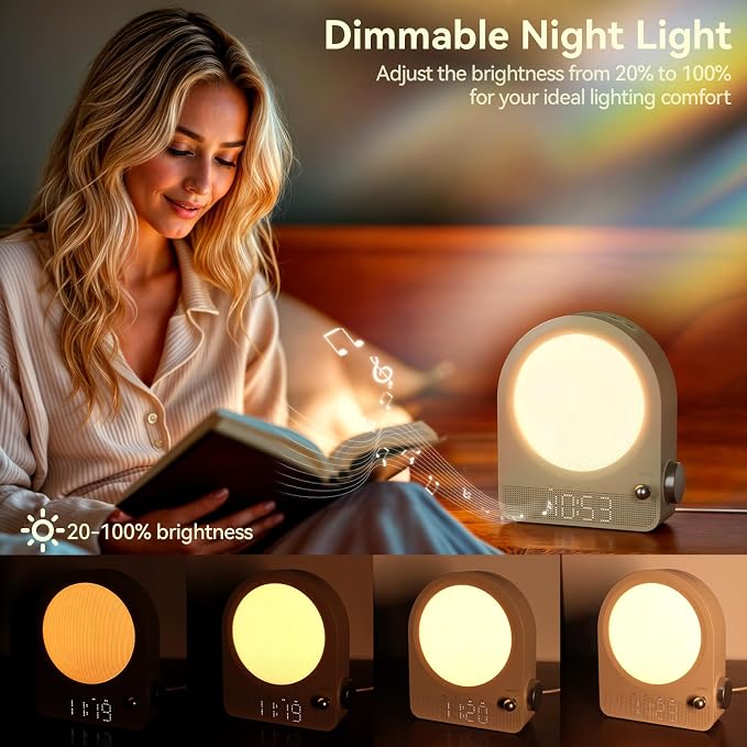 Vivilumens Sound Machine Alarm Clock, Gentle Sunrise Wake Up Light Alarm Clock - Image 8