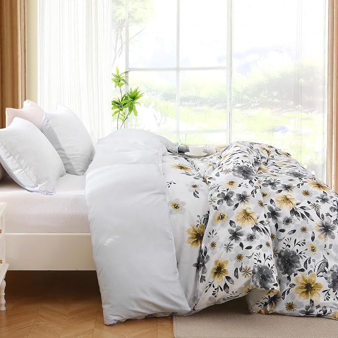 MUXHOMO Duvet Cover Queen Size, Reversible Floral Vintage Duvet Cover Set - Image 4