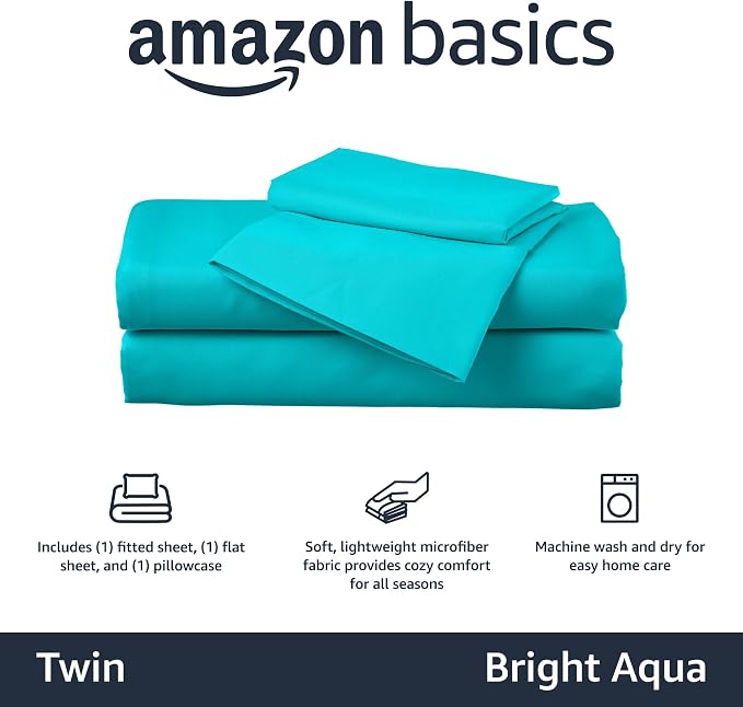 Amazon Basics Kid's Soft Easy-Wash Lightweight Microfiber 3-Piece Sheet Set - Image 2