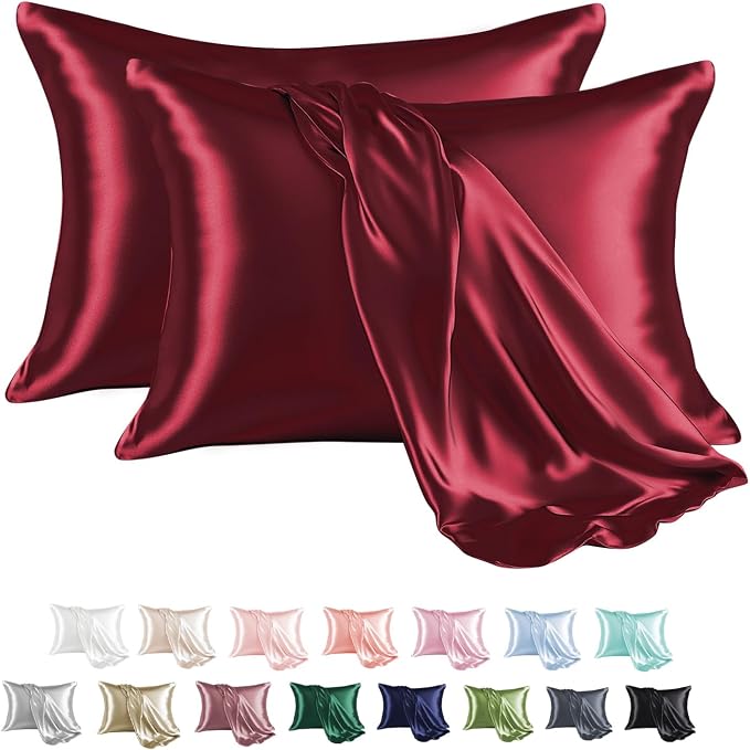 MR&HM Satin Pillowcase for Hair and Skin, Silk Satin Pillowcase 2 Pack by MRHM