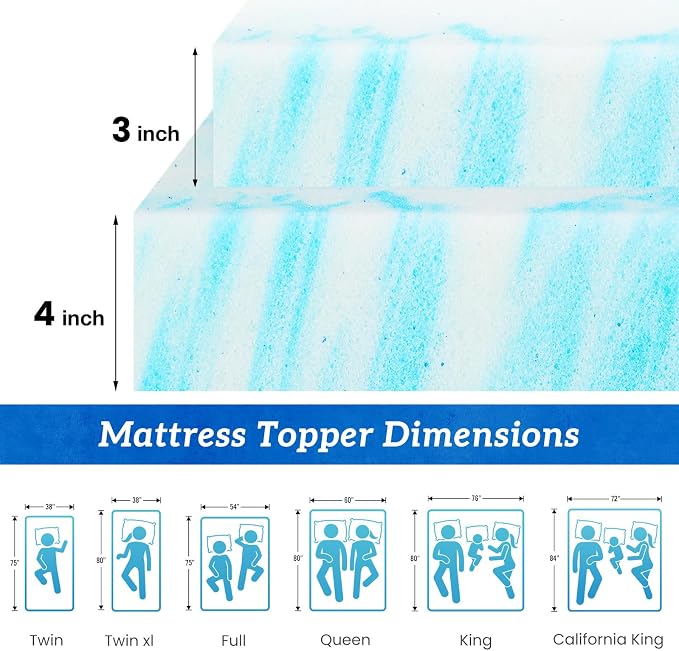 Sweetcrispy Mattress Topper California King, 4 Inch Thick Memory Foam Gel - Image 2