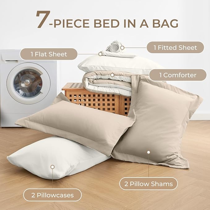 Sasttie King Size Comforter Set, 7 Pieces Reversible Bed in a Bag King - Image 6