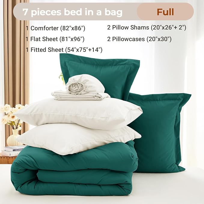 MUXHOMO 7 Pieces Full Comforter Set, Soft Bed in a Bag Full Size, All Season - Image 4