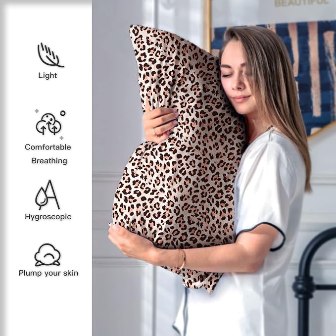 Mulberry Silk Pillowcase for Hair and Skin King Size Leopard Print Silk Pillow - Image 5