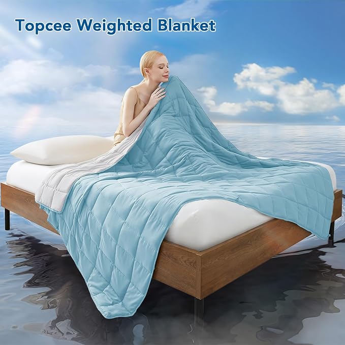 Topcee Weighted Blanket Soft Cooling Heavy Blanket Sleeping, Apply to 190-210 - Image 2