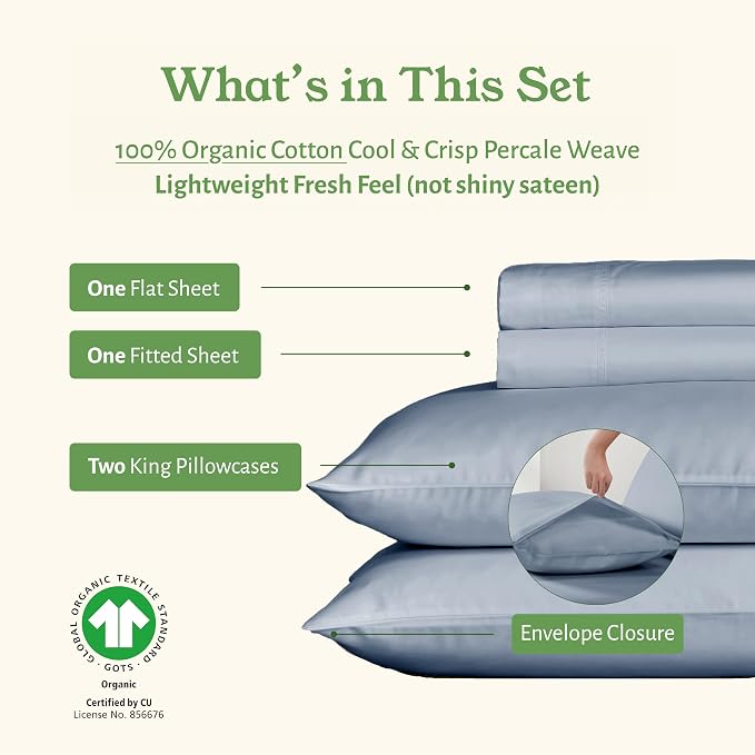 California Design Den 100% Organic Cotton Sheets King - Image 4