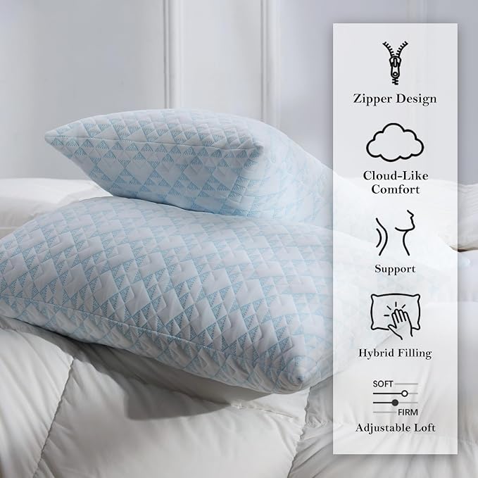 Meoflaw Adjustable Memory Foam Bed Pillows:King Size Shredded Foam Pillow Set - Image 8