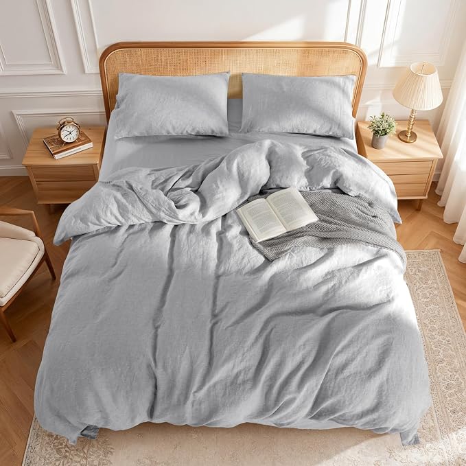LBRO2M 100% France Linen Duvet Cover Set Full Size 3 Pcs Natural Flax Comforter - Image 2