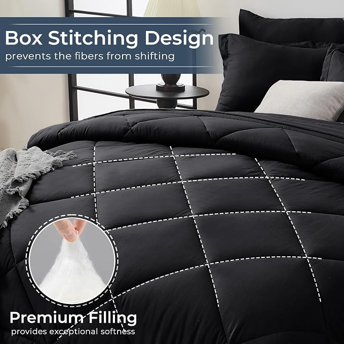 HEVUMYI Black Oversized Queen Comforter Set - Image 4