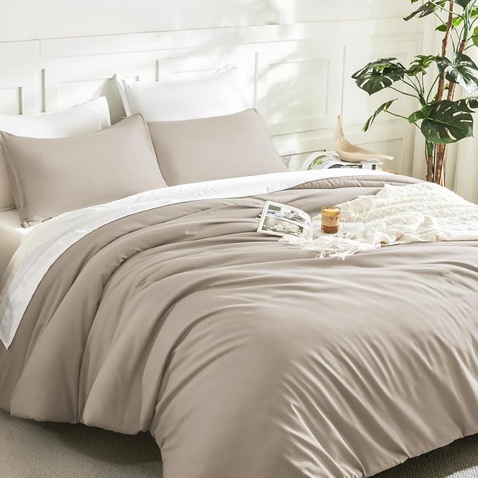Litanika Oatmeal Comforter Queen Size, 3 Pieces Lightweight Solid Bedding - Image 5