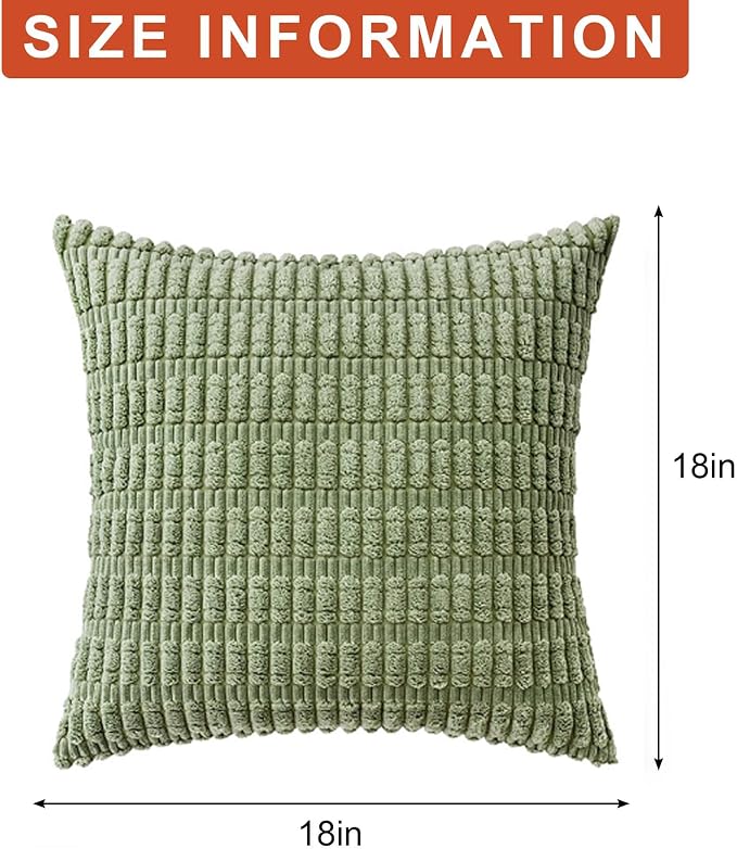 Aegero Pack of 2 Corduroy Decorative Throw Pillow Covers 18x18 InchSoft Boho - Image 7