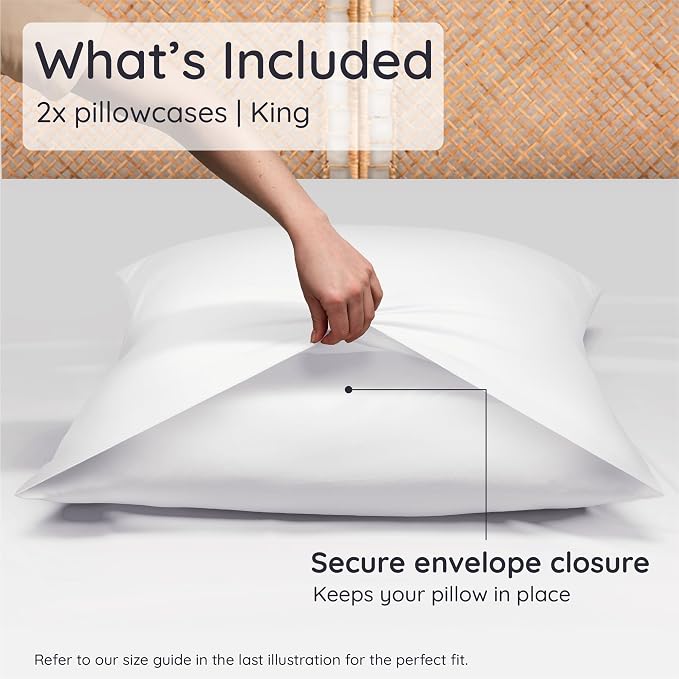 Bambaw 100% Viscose Derived from Bamboo King Pillowcases – Set of 2 Cooling - Image 2