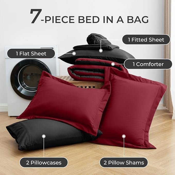 Sasttie Oversized King Comforter Set, 7 Pieces Reversible Bed in a Bag - Image 6