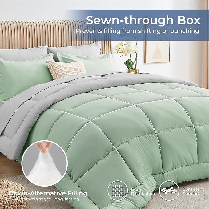 Sasttie Twin XL Comforter Set, 5 Pieces Reversible Twin XL Bed in a Bag - Image 4