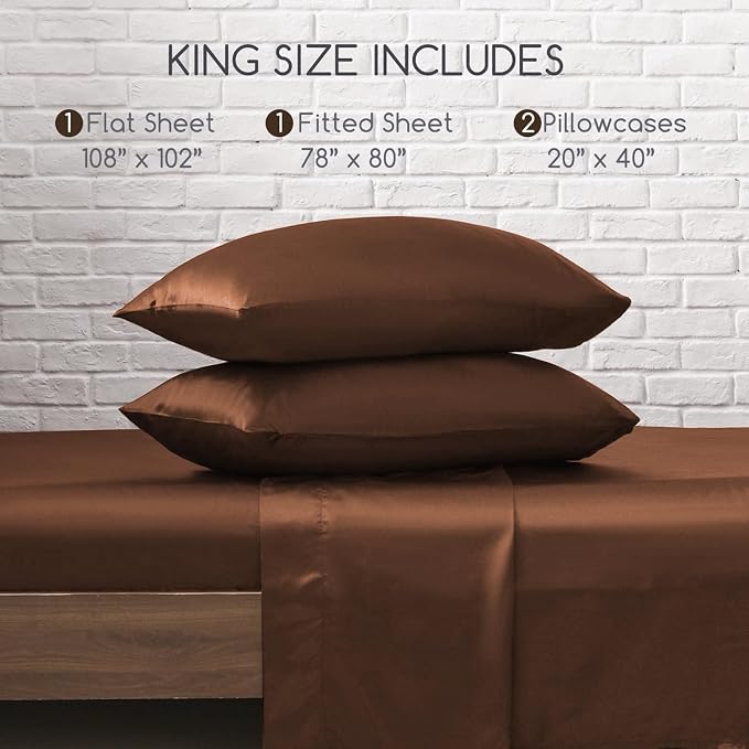 MR&HM Satin Bed Sheets, King Size Sheets Set - Image 7
