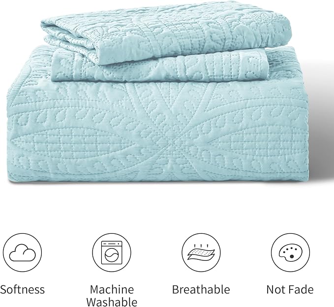 Love's cabin Quilts for Queen Bed Spa-Blue Bedspreads - Image 7