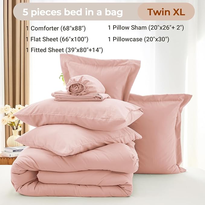 MUXHOMO 5 Pieces Twin XL Comforter Set, Soft Bed in a Bag Twin XL Size - Image 4
