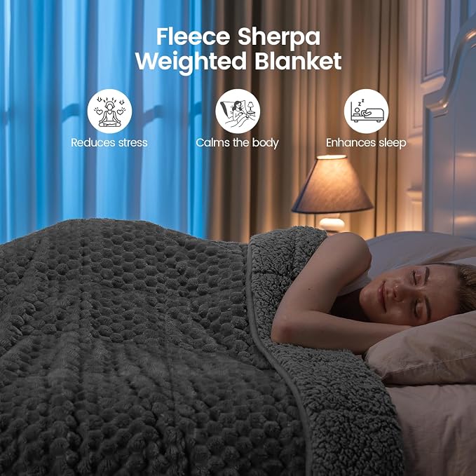 Super Fuzzy Soft Fleece Sherpa Weighted Blanket 15 lbs - Image 2
