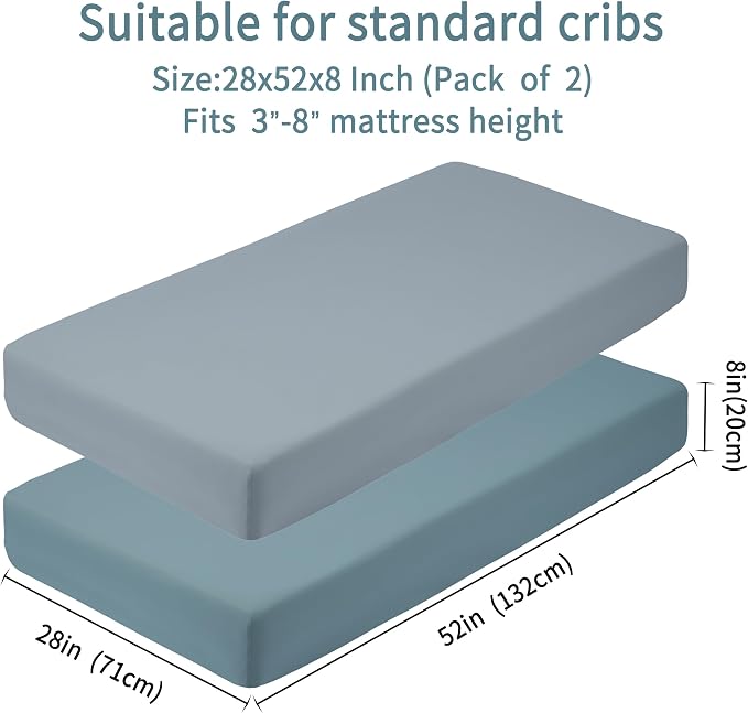 GUNTAIL Baby Crib Sheets for Boys Girls, 2 Pack Fitted Crib Sheet for Standard - Image 4