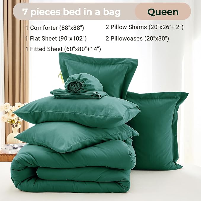 MUXHOMO 7 Pieces Queen Comforter Set, Soft Bed in a Bag Queen Size, All Season - Image 5