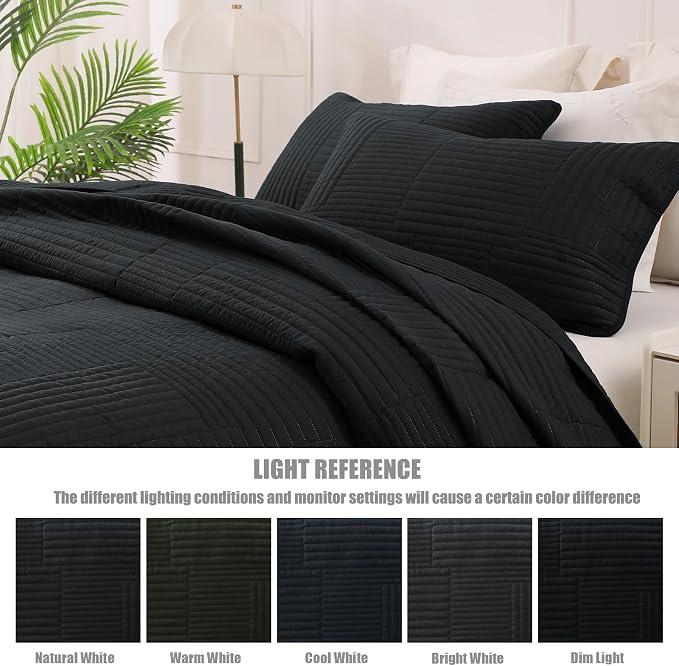 Whale Flotilla Ultra Soft Twin Quilt Bedding Set, Lightweight Microfiber Black - Image 5