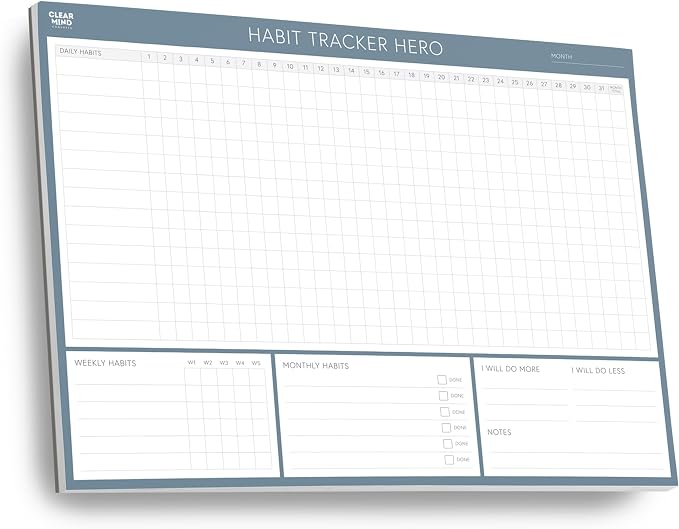Habit Tracker Hero Desk Pad by Clear Mind Concepts® – 24 Monthly Undated by Clear+Mind+Concepts