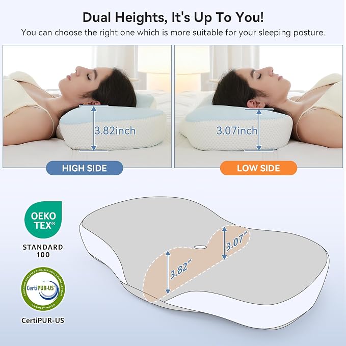 Cervical Pillow for Neck and Shoulder Support, Memory Foam Ergonomic Contour - Image 4