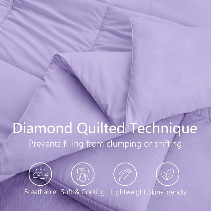 TEXARTIST Premium 2100 Series King Comforter All Season Breathable Lavender - Image 2