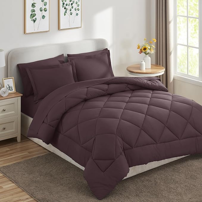 CozyLux King Size Comforter Set Cocoa Powder - Image 9