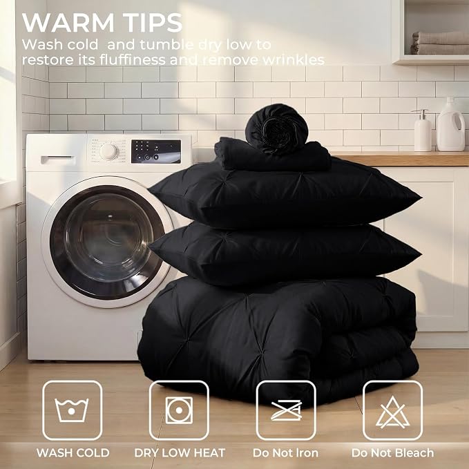 Sasttie Twin XL Comforter Set, 5-Piece Bed in a Bag, Pintuck Bedding Sets - Image 9