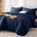 MUXHOMO 7 Pieces King Comforter Set, Seersucker Bed in a Bag King Size by MUXHOMO
