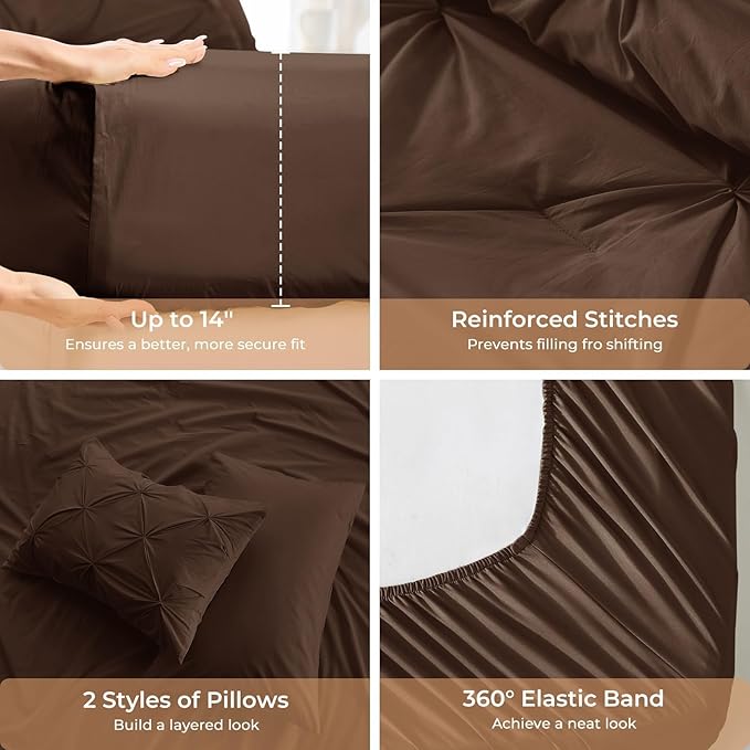 Sasttie Twin XL Comforter Set, 5-Piece Bed in a Bag, Pintuck Bedding Sets - Image 5