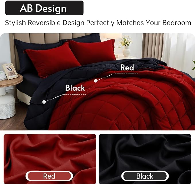 MUXHOMO 7 Pieces King Comforter Set, Reversible Bed in a Bag King Size - Image 3