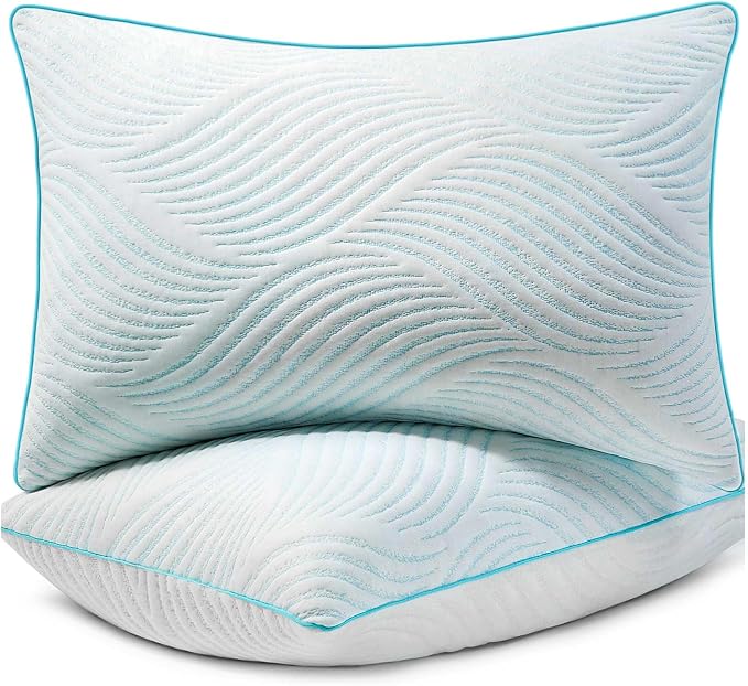 Pillows Queen Size Set of 2 Cooling Memory Foam Pillows by Smilereve