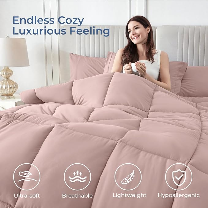 Sasttie Queen Comforter Set, 7 Pieces Bed in a Bag Queen, Complete Bedding Set - Image 2