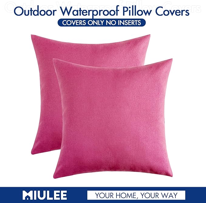 MIULEE Pack of 2 Decorative Outdoor Solid Waterproof Throw Pillow Covers Faux - Image 6
