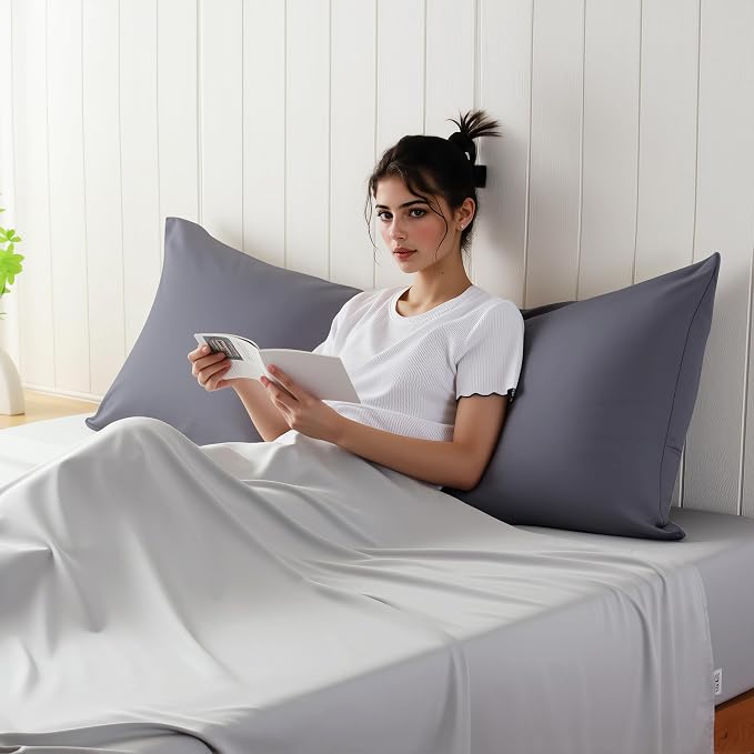 1 Pack Body Size Bamboo Viscose Zippered Pillow Case, 400 Thread Count Cooling - Image 3