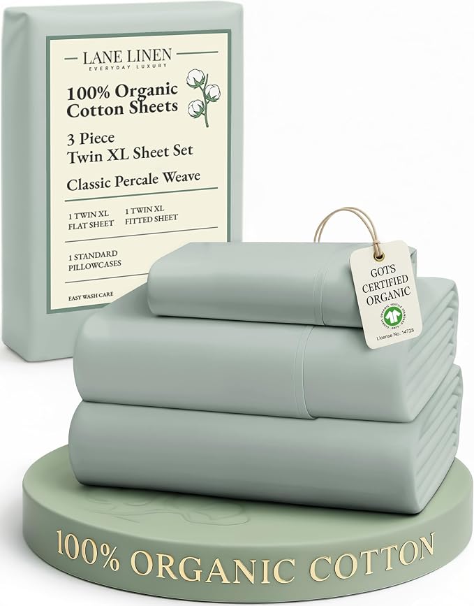 LANE LINEN 100% Organic Cotton Extra Long Twin Sheet & Pillowcase Sets by LaneLinen