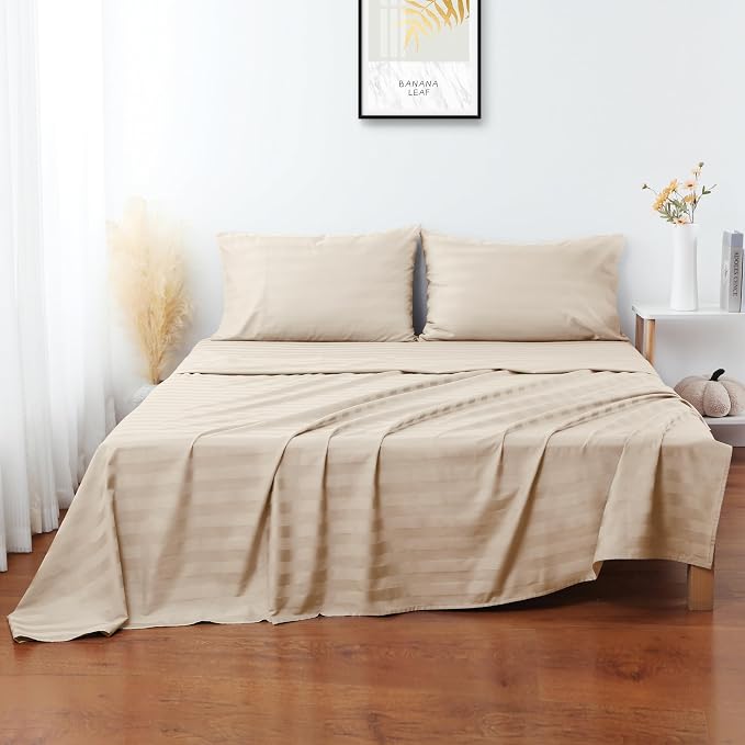 Flat Sheet Only Twinxl Size, 400 TC 100% Egyptian Cotton Flat Sheet Striped - Image 6