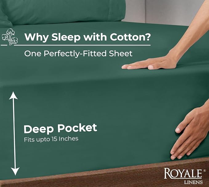 Royale Linens 100% Organic Cotton Fitted Sheet - Image 2