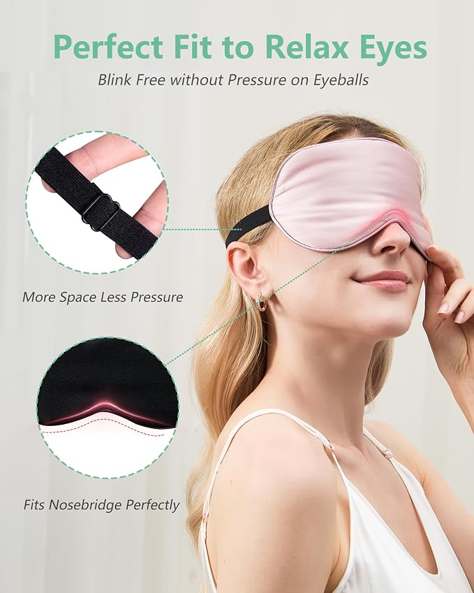 BeeVines 100% Real Mulberry Silk 2 Pack Sleep Mask, Natural Pure Silk Eye Masks - Image 3