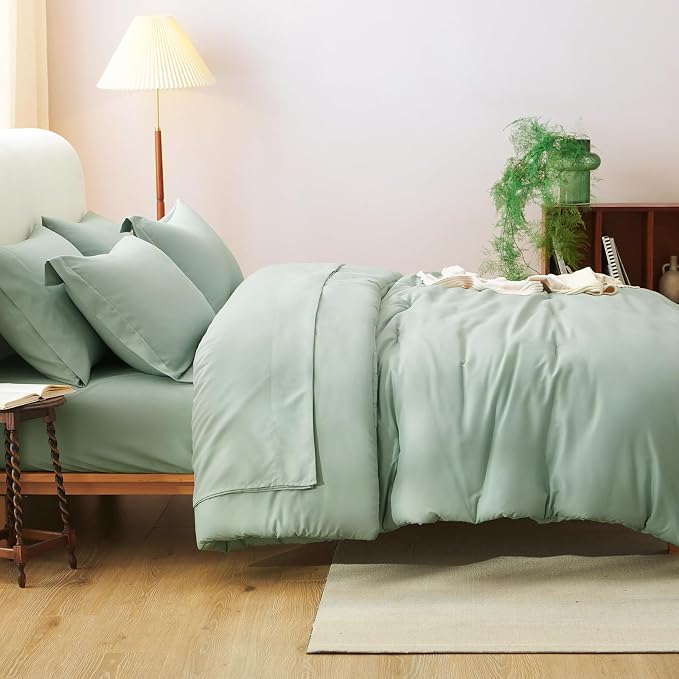 CozyLux Full Comforter Set Sage Green, 7 Pieces Bed in a Bag, Bedding Comforter - Image 8