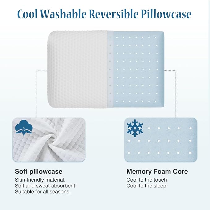 DUMOS Memory Foam Pillows for Sleeping 2 Pack, Bed Pillows for Adults - Image 7